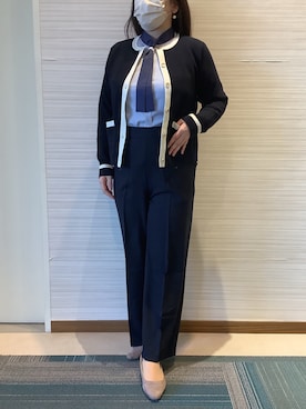 「オフィススタイル」｜「アイテム（パンツ）」を使った、SHIRTS PLAZA 長崎みらいココウォーク店さん（レディース・161cm）の冬コーディネート