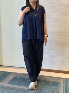 「TOKYO SHIRTS（トウキョウシャツ）のバックプリーツブラウス セットアップ可能（シャツ/ブラウス、ブラウン系）」を使った、SHIRTS PLAZA 長崎みらいココウォーク店さん（レディース・148cm）の夏コーディネート