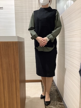 「カーキシャツ」｜SHIRTS PLAZA 長崎みらいココウォーク店さん（レディース・164cm）の秋コーディネート