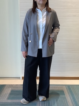 「TOKYO SHIRTS（トウキョウシャツ）の【Pitta Re:)】ふわっとガーゼシャツ レギュラーシルエット 七分袖 綿100% レディース カジュアルシャツ（シャツ/ブラウス、ブルー系）」を使った、SHIRTS PLAZA 長崎みらいココウォーク店さん（レディース・164cm）の春コーディネート