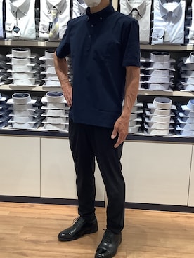 「TOKYO SHIRTS（トウキョウシャツ）のビズポロ コンフォートドライ 半袖ポロシャツ（ポロシャツ、ブルー系）」を使った、BRICK HOUSE by Tokyo Shirts 川口前川イオンモール店さん（メンズ・165cm）の春コーディネート