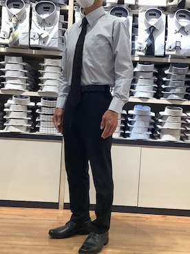 「TOKYO SHIRTS（トウキョウシャツ）の【吸水速乾】 形態安定ノンアイロン ボタンダウン 長袖ビジネスワイシャツ（ビジネスシャツ、ブルー系）」を使った、BRICK HOUSE by Tokyo Shirts 川口前川イオンモール店さん（メンズ・165cm）の夏コーディネート