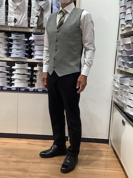 「アイテム（ビジネスシャツ、ホワイト系）」を使った、BRICK HOUSE by Tokyo Shirts 川口前川イオンモール店さん（メンズ・165cm）の秋コーディネート