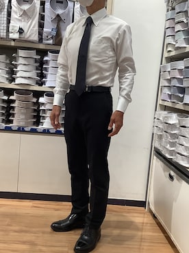 「アイテム（ビジネスシャツ、ホワイト系）」を使った、BRICK HOUSE by Tokyo Shirts 川口前川イオンモール店さん（メンズ・165cm）の秋コーディネート