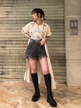 「ショーパン」｜「アイテム（ワンピース/ドレス）」を使った、JURIさん（レディース・156cm）の夏コーディネート