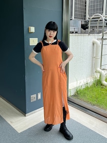00s バレエコアcoquette 水玉 ホルターネック キャミ ワンピース ジュノア JUNOAH ショルダーリボンチュールドッキングキャミ