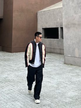 「DIESEL（ディーゼル）のアイテム（ナイロンジャケット）」を使った、Xavier さん（メンズ・174cm）の春コーディネート