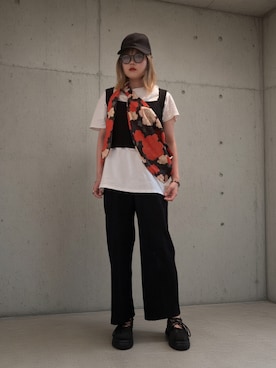 「GILDAN（ギルダン）のアイテム」を使った、あざみさん（レディース・160cm）の夏コーディネート