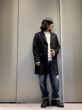 「ニットキャップ」｜「アイテム（ピーコート）」を使った、SANNANDESUさん（メンズ・179cm）の秋コーディネート