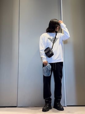 「アイテム（メッセンジャーバッグ、ブルー系）」を使った、SANNANDESUさん（メンズ・178cm）の冬コーディネート
