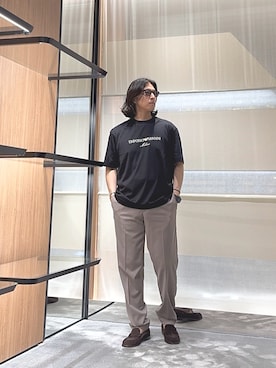 「アイテム（チノパンツ、ブラウン系）」を使った、SANNANDESUさん（メンズ・179cm）の夏コーディネート