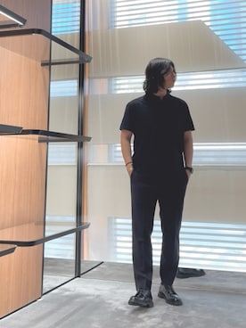 「ネイビー」｜「アイテム（ポロシャツ）」を使った、SANNANDESUさん（メンズ・179cm）の夏コーディネート