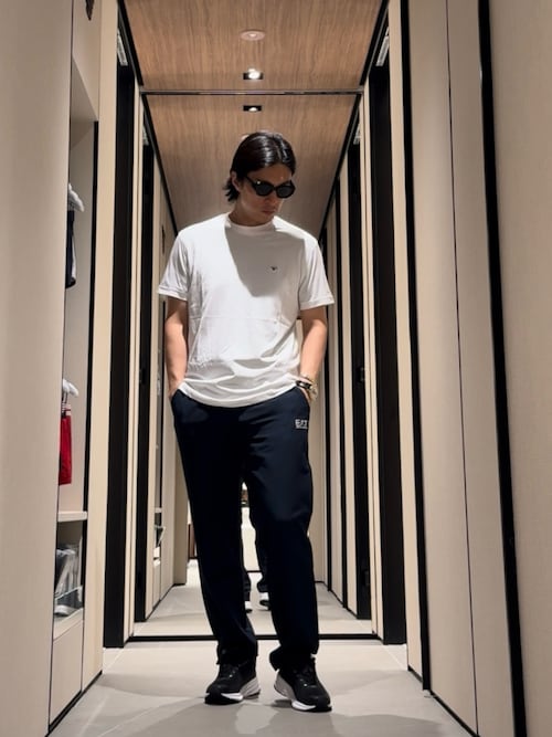 tシャツ 「エンポリオ アルマーニ」Tシャツ スーピマコットンインターロック プリント＆刺繍 レディース EMPORIO ARMANI tシャツ 「エンポリオ アルマーニ」Tシャツ