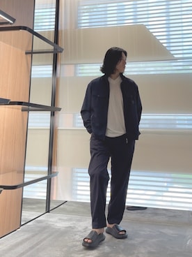 「Vネック」｜「アイテム（ジャケット/アウター）」を使った、SANNANDESUさん（メンズ・179cm）の夏コーディネート