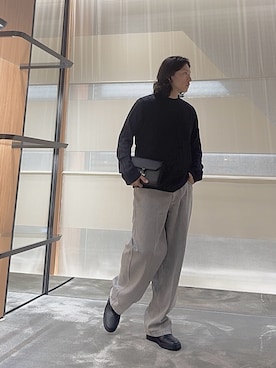 「EMPORIO ARMANI（エンポリオアルマーニ）の【エンポリオ アルマーニ】ASV バギーツイストフィットジーンズ J80 デニム ストーンウォッシュ＆ブリーチ加工（デニムパンツ）」を使った、SANNANDESUさん（メンズ・179cm）の秋コーディネート