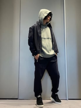 「ジャージーパンツ」｜「アイテム（ブルゾン）」を使った、SANNANDESUさん（メンズ・179cm）の秋コーディネート
