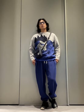 「アイテム（メッセンジャーバッグ、ブルー系）」を使った、SANNANDESUさん（メンズ・179cm）の秋コーディネート
