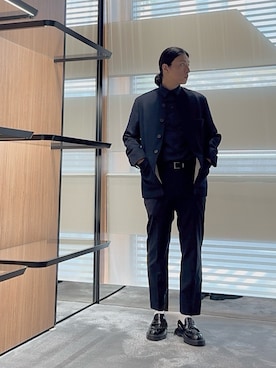 「スラックスパンツ」｜「アイテム（その他アウター）」を使った、SANNANDESUさん（メンズ・179cm）の秋コーディネート