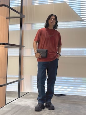 「EMPORIO ARMANI（エンポリオアルマーニ）の【エンポリオ アルマーニ】エンデュランス ラウンジウェア Tシャツ2枚セット ジャージー（インナーウェア/肌着）」を使った、SANNANDESUさん（メンズ・179cm）の夏コーディネート