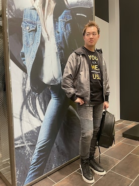 「ARMANI EXCHANGE（アルマーニエクスチェンジ）のアイテム（ブルゾン）」を使った、E.YASUさん（メンズ・175cm）の秋コーディネート