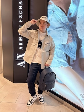 「ARMANI EXCHANGE（アルマーニエクスチェンジ）のアイテム（ハット）」を使った、E.YASUさん（メンズ・175cm）の春コーディネート