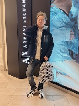 「ARMANI EXCHANGE（アルマーニエクスチェンジ）のアイテム（ブルゾン）」を使った、E.YASUさん（メンズ・175cm）の冬コーディネート