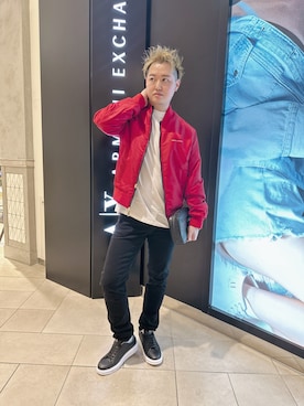 「ARMANI EXCHANGE（アルマーニエクスチェンジ）のアイテム（ブルゾン）」を使った、E.YASUさん（メンズ・175cm）の冬コーディネート