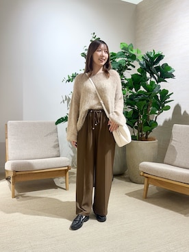 「Jena espace merveilleux(ジェナ エスパスメルヴェイユ)のモヘア混ニット(ニット/セーター、ベージュ系)」を使った、ひなのさん(レディース・156cm)の秋コーディネート