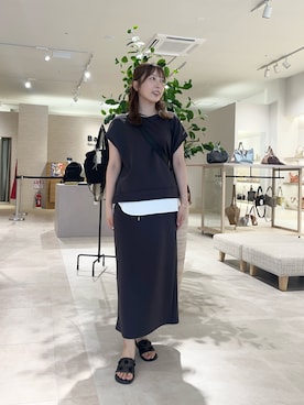 「Jena espace merveilleux（ジェナ　エスパスメルヴェイユ）の裾レイヤードセットアップ（ワンピース、グレー系）」を使った、ひなのさん（レディース・156cm）の夏コーディネート