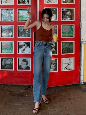 「アイテム（トップス、ブラウン系）」を使った、nakajo_marinaさん（レディース・160cm）の夏コーディネート