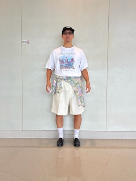 「アイテム（チノパンツ）」を使った、pata92さん（メンズ・175cm）の夏コーディネート