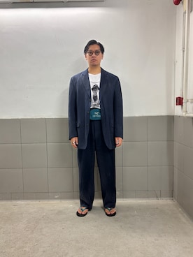「アイテム（サンダル、ブルー系）」を使った、pata92さん（メンズ・175cm）の春コーディネート