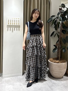 「mysty woman（ミスティウーマン）のアイテム（ショルダーバッグ）」を使った、rinoさん（レディース・156cm）の夏コーディネート
