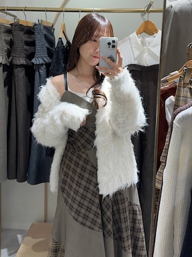 「mysty woman（ミスティウーマン）の切り替えチェックキャミワンピース　583340（ワンピース）」を使った、rinoさん（レディース・156cm）の秋コーディネート