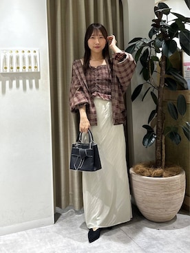 「mysty woman（ミスティウーマン）のアイテム（ショルダーバッグ）」を使った、rinoさん（レディース・156cm）の秋コーディネート