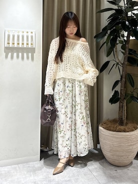 「mysty woman（ミスティウーマン）のミドルボストンBAG　495424（ボストンバッグ、ブラウン系）」を使った、rinoさん（レディース）の春コーディネート