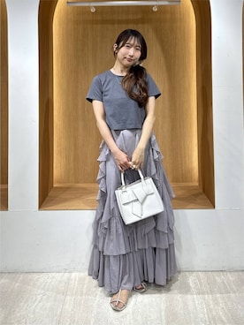 「mysty woman（ミスティウーマン）のアイテム（ショルダーバッグ）」を使った、rinoさん（レディース・156cm）の夏コーディネート