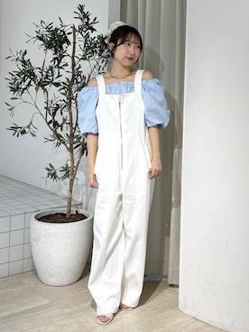 「mysty woman（ミスティウーマン）のリュクスラインヒールサンダル 664981（サンダル、ホワイト系）」を使った、rinoさん（レディース）の春コーディネート