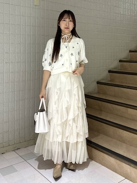「mysty woman（ミスティウーマン）のアイテム（ショルダーバッグ）」を使った、rinoさん（レディース・156cm）の夏コーディネート