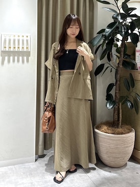 「mysty woman（ミスティウーマン）の［追加1］ミドルボストンBAG　495424（ボストンバッグ、ブラウン系）」を使った、rinoさん（レディース）の夏コーディネート