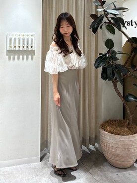 「mysty woman（ミスティウーマン）のビシルエットマーメイドスカート 126095（スカート）」を使った、rinoさん（レディース・156cm）の春コーディネート