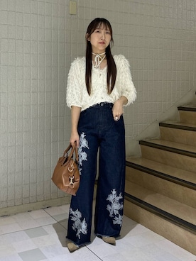 「mysty woman（ミスティウーマン）のアイテム（デニムパンツ）」を使った、rinoさん（レディース・156cm）の夏コーディネート