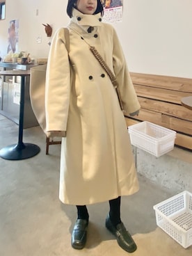 「アイテム（ローファー、グリーン系）」を使った、ka4saraさん（レディース・160cm）の冬コーディネート