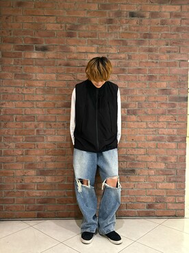 「WHITELAND（ホワイトランド）のアイテム（その他アウター）」を使った、しんさん（メンズ・182cm）の春コーディネート