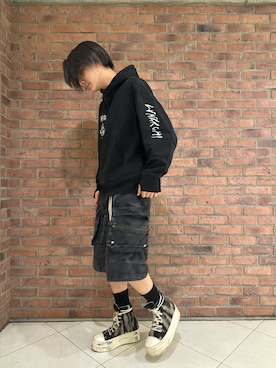 「DRKSHDW by RICK OWENS（ダークシャドウ バイ リックオウエンス）のアイテム」を使った、しんさん（メンズ・182cm）の春コーディネート