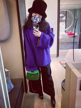 「GUCCI（グッチ）のアイテム（バッグ、グリーン系）」を使った、ris4redさん（レディース・156cm）の冬コーディネート