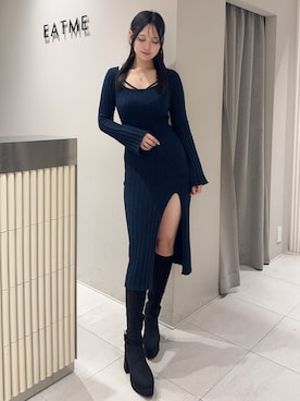 「アイテム（バレッタ/ヘアクリップ）」を使った、奏さん（レディース・169cm）の冬コーディネート