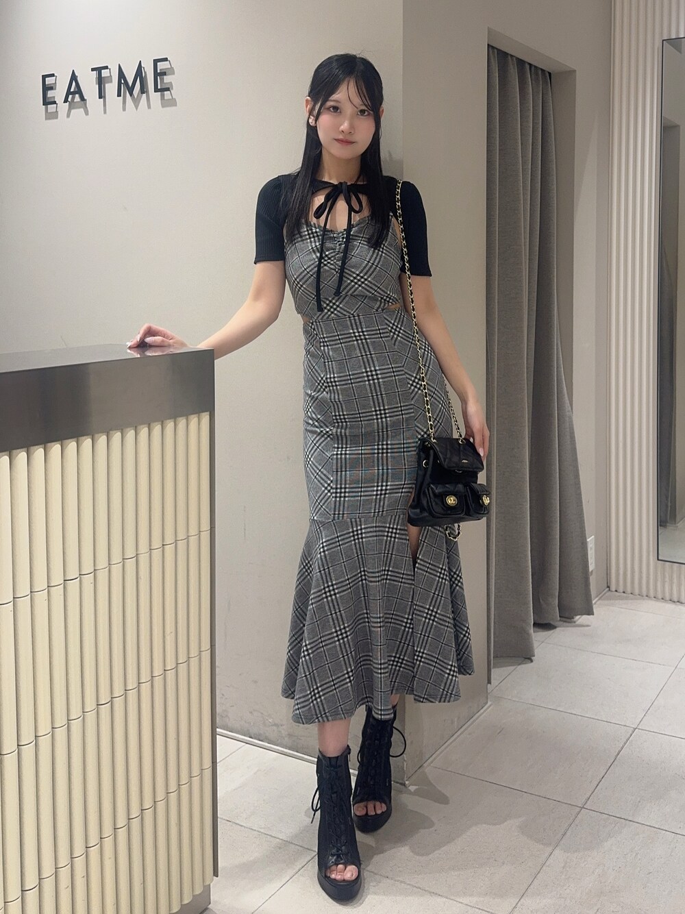 EATME（イートミー）の「2WAYセットチェックキャミワンピース