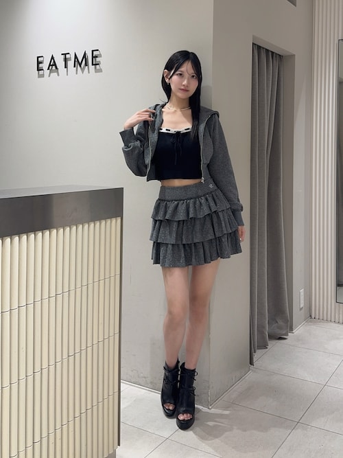 EATME（イートミー） パーカー 「SETUP」ラメZIPショートパーカー 