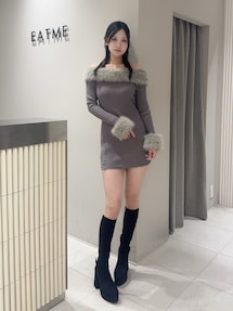 フェイクファーオフショルミニワンピース｜イートミー（EATME